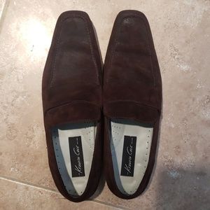 Brown suede dress loafers
